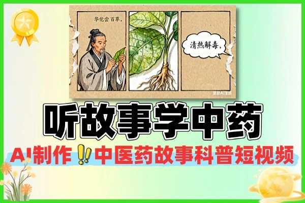 AI生成听故事学中药爆款视频