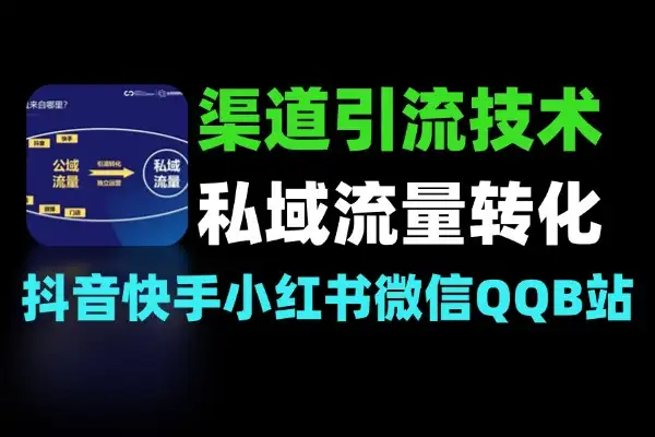 私域流量全渠道引流抖音快手小红书微信QQB站闲鱼高效转化技术
